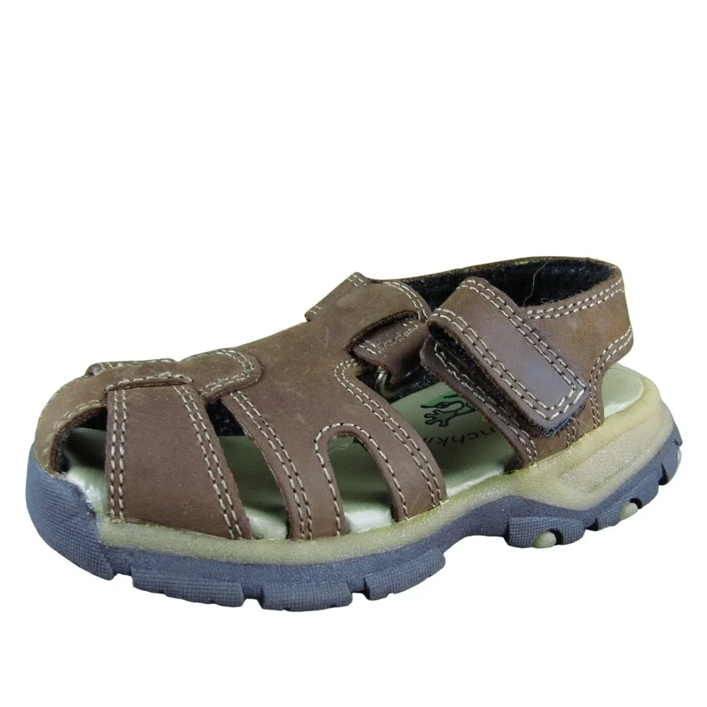 MATCH n' Go Boys Fisherman  Sz T‎ 6 Medium Brown Leather Hook & Loop